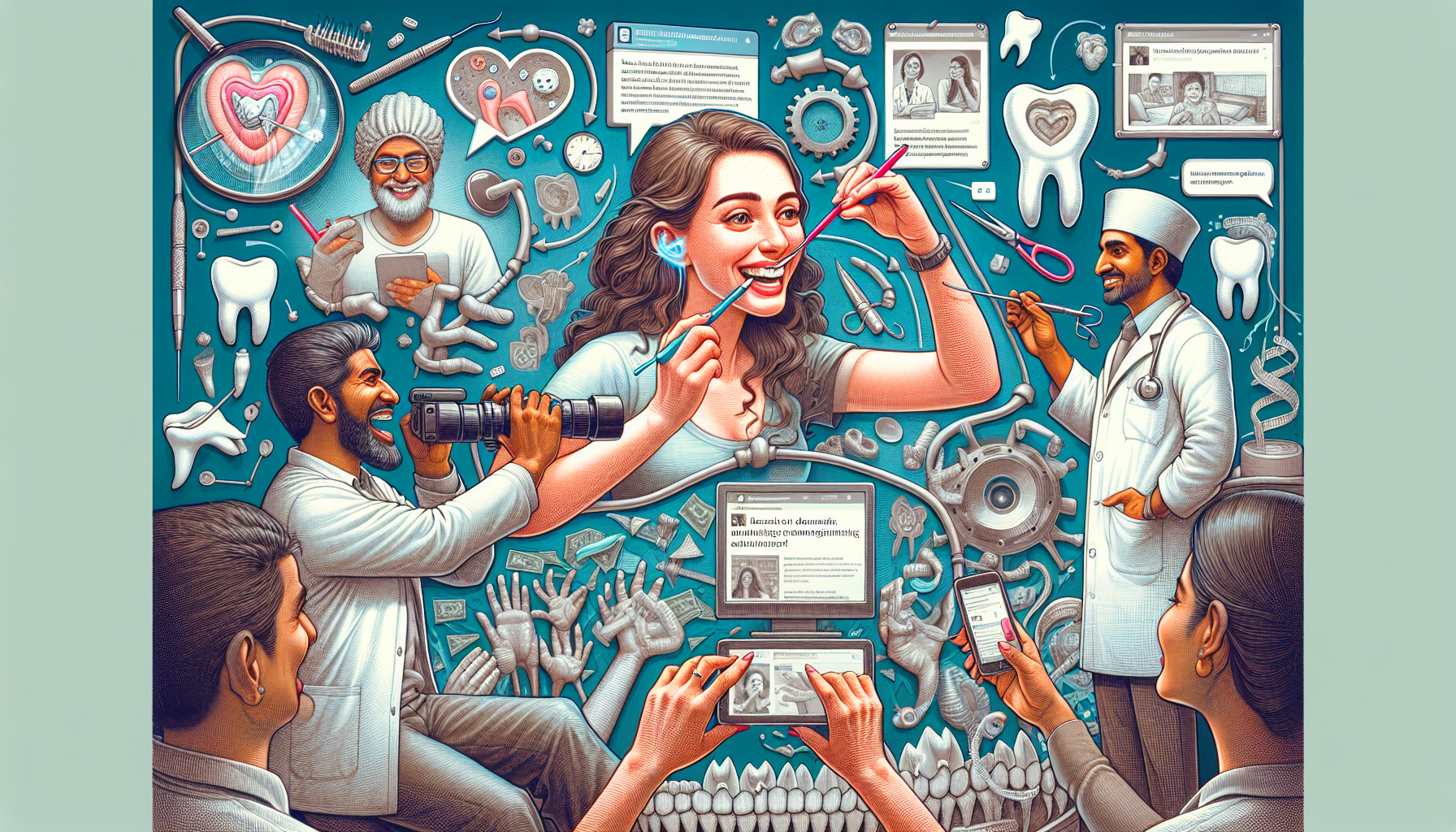 Illustration of dental educational content creation for social media