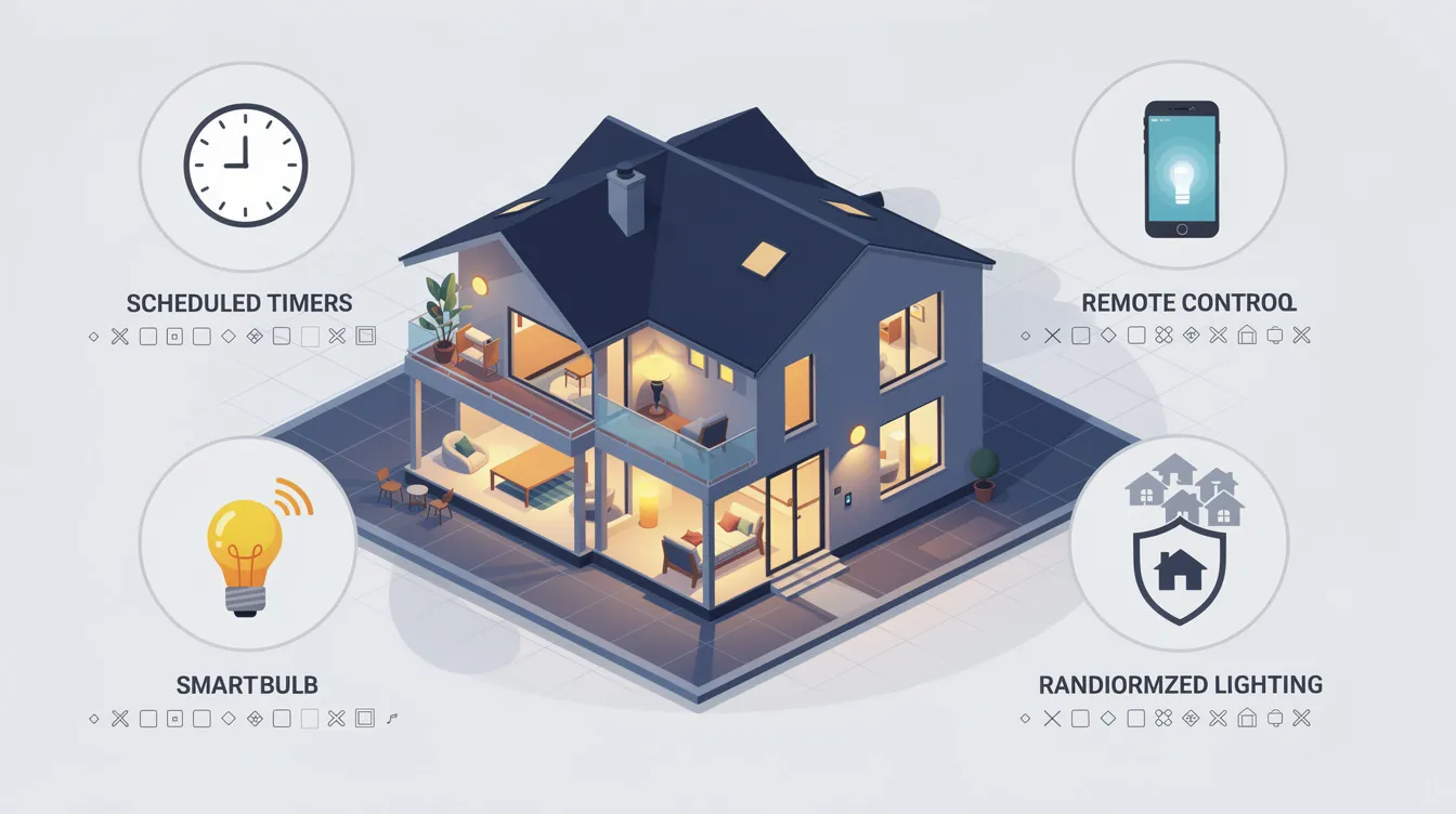 Smart lighting solutions creating an illusion of occupancy in a house.