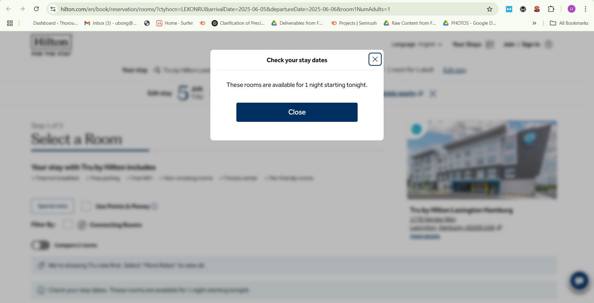 Tru by Hilton Lexington Hamburg's booking Page