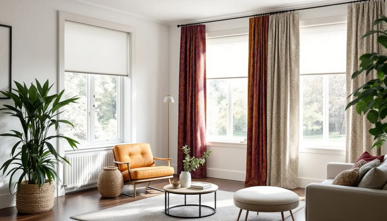 A variety of custom window shades displayed in a modern living space.