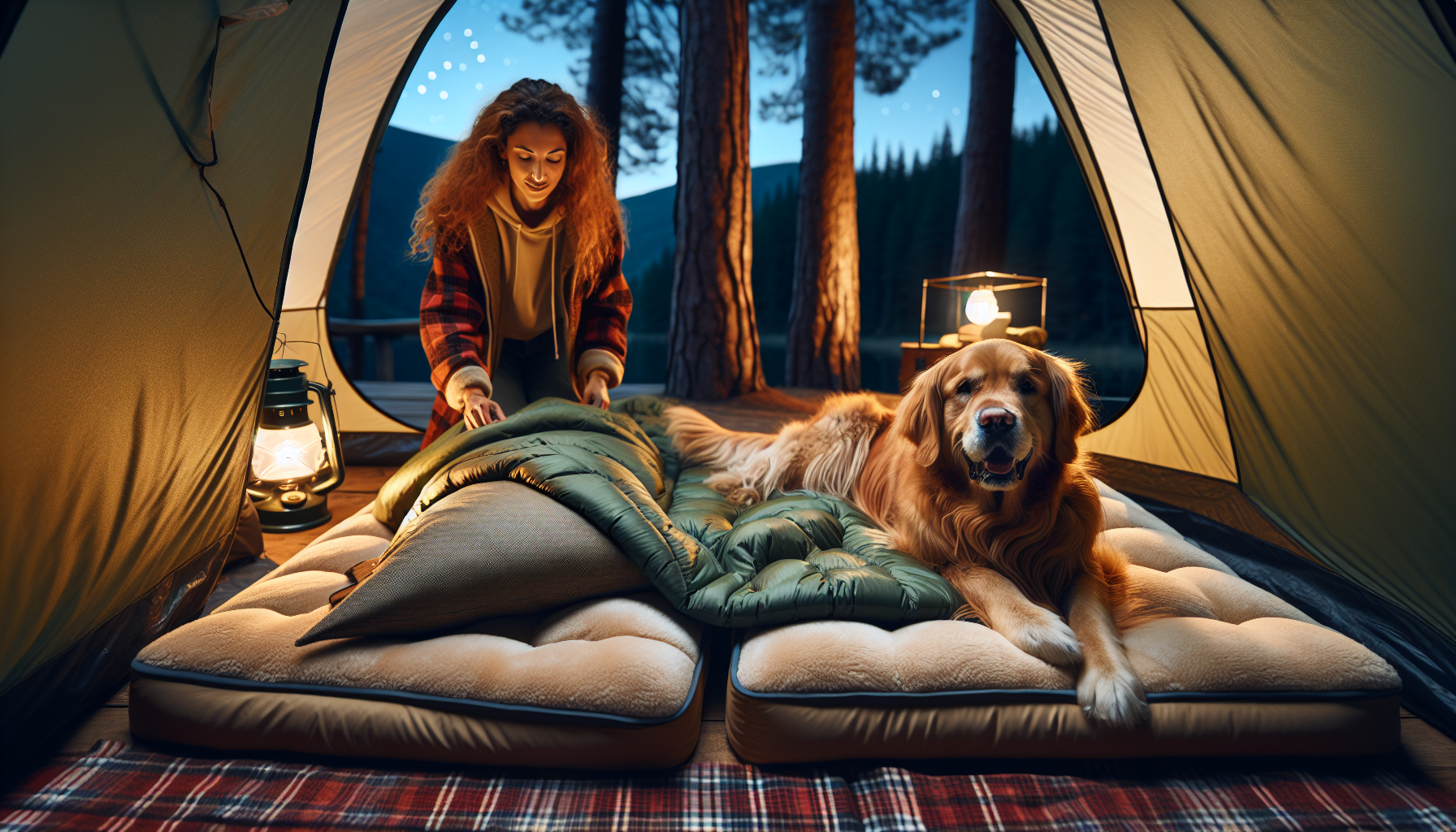 Dog and owner inside a tent