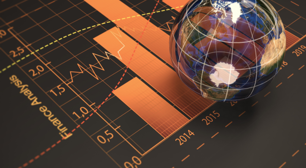 Glass globe on a stock graph