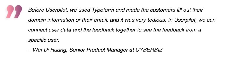 CYBERIZ using Userpilot for in-app surveys