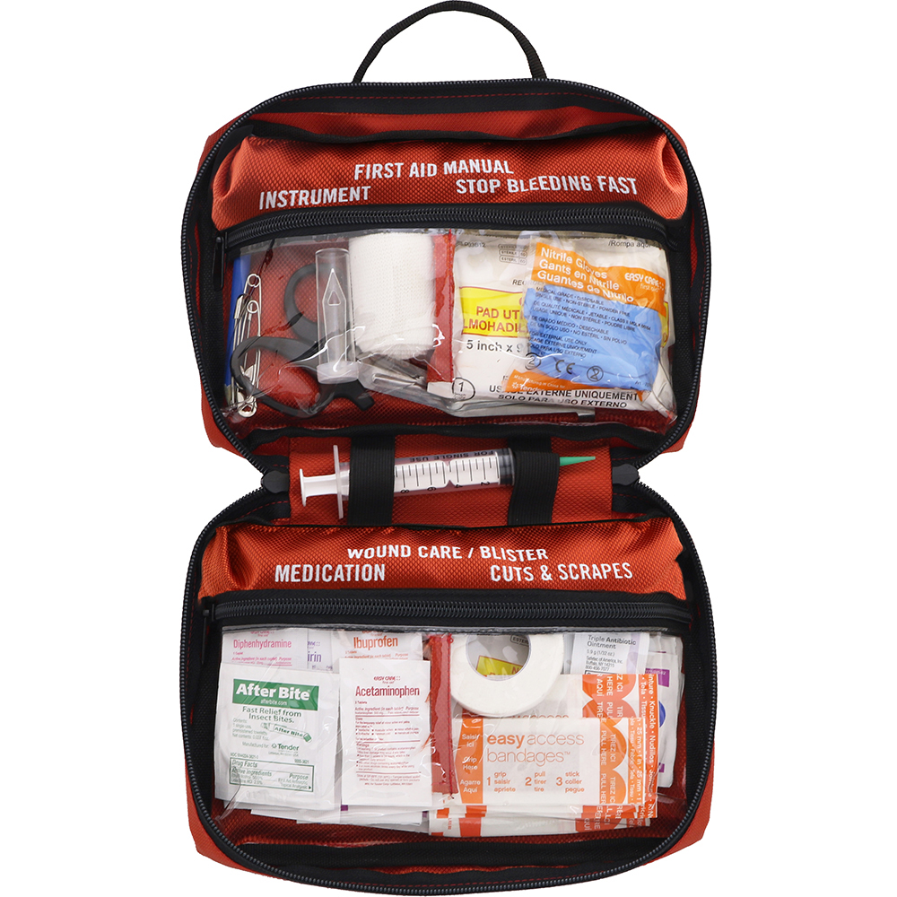 First aid kit open to show the contents - Adventure Wise Travel Gear