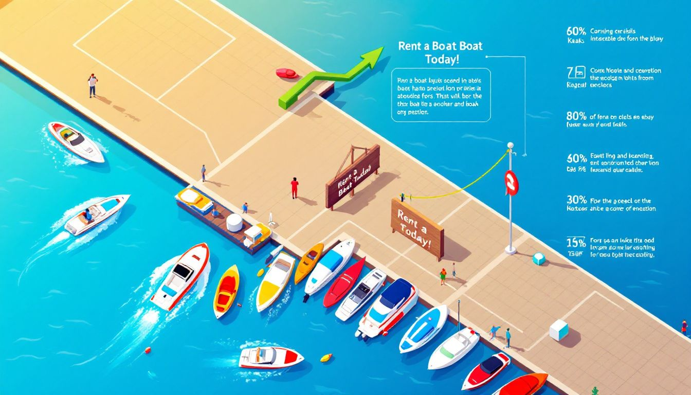 6f3fbcdd 4896 4b43 95bc 97491092f153 A boat rental dock with various types of boats available for rent, including kayaks and motorboats.
