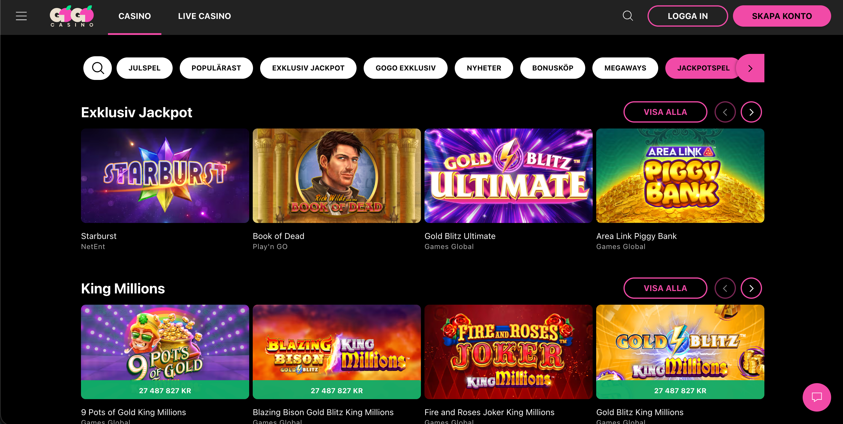 gogo casino jackpottar