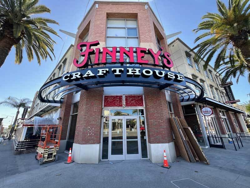 Finney's Crafthouse channel letter sign design for their Brea, California location. Notice all four signs?