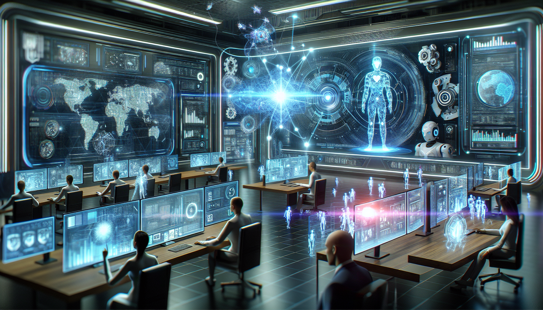 A futuristic representation of the future of AI in cybersecurity.