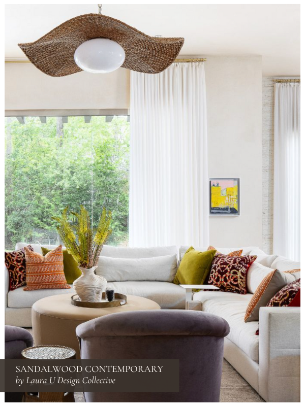 Wicker and Glass Pendant Light in Sandalwood Contemporary