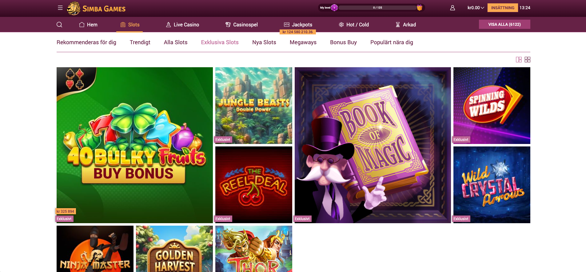 SimbaGames Casino exklusiva spelautomater och unika slots