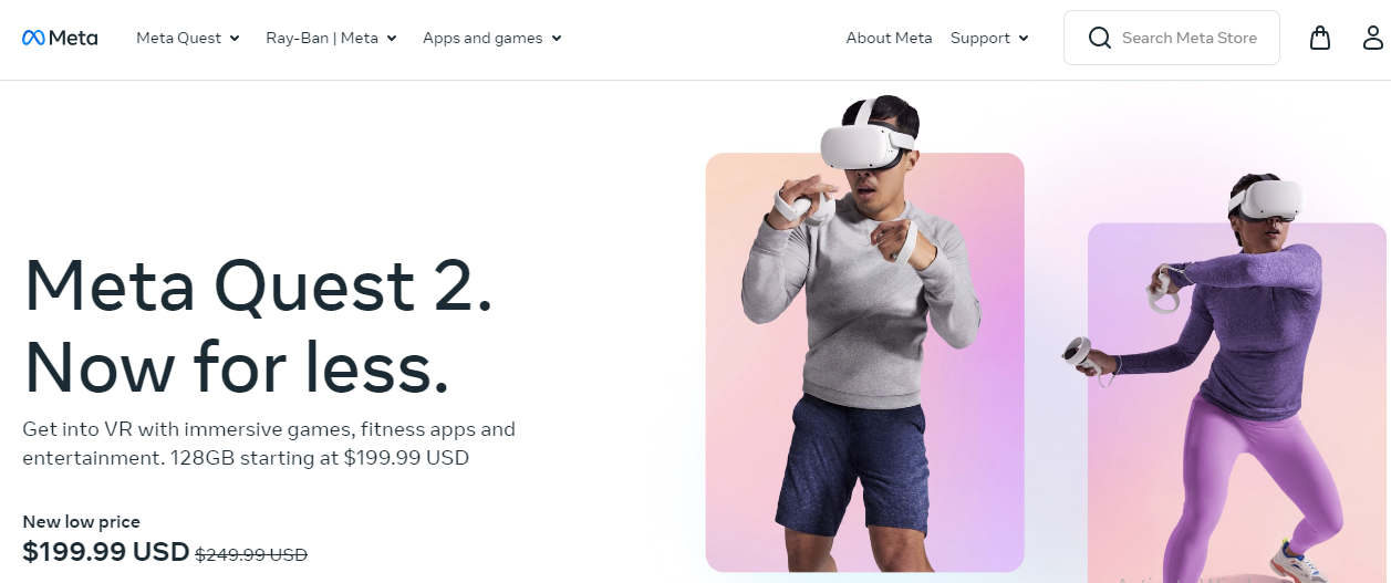 Oculus Quest 2 by Meta homepage
