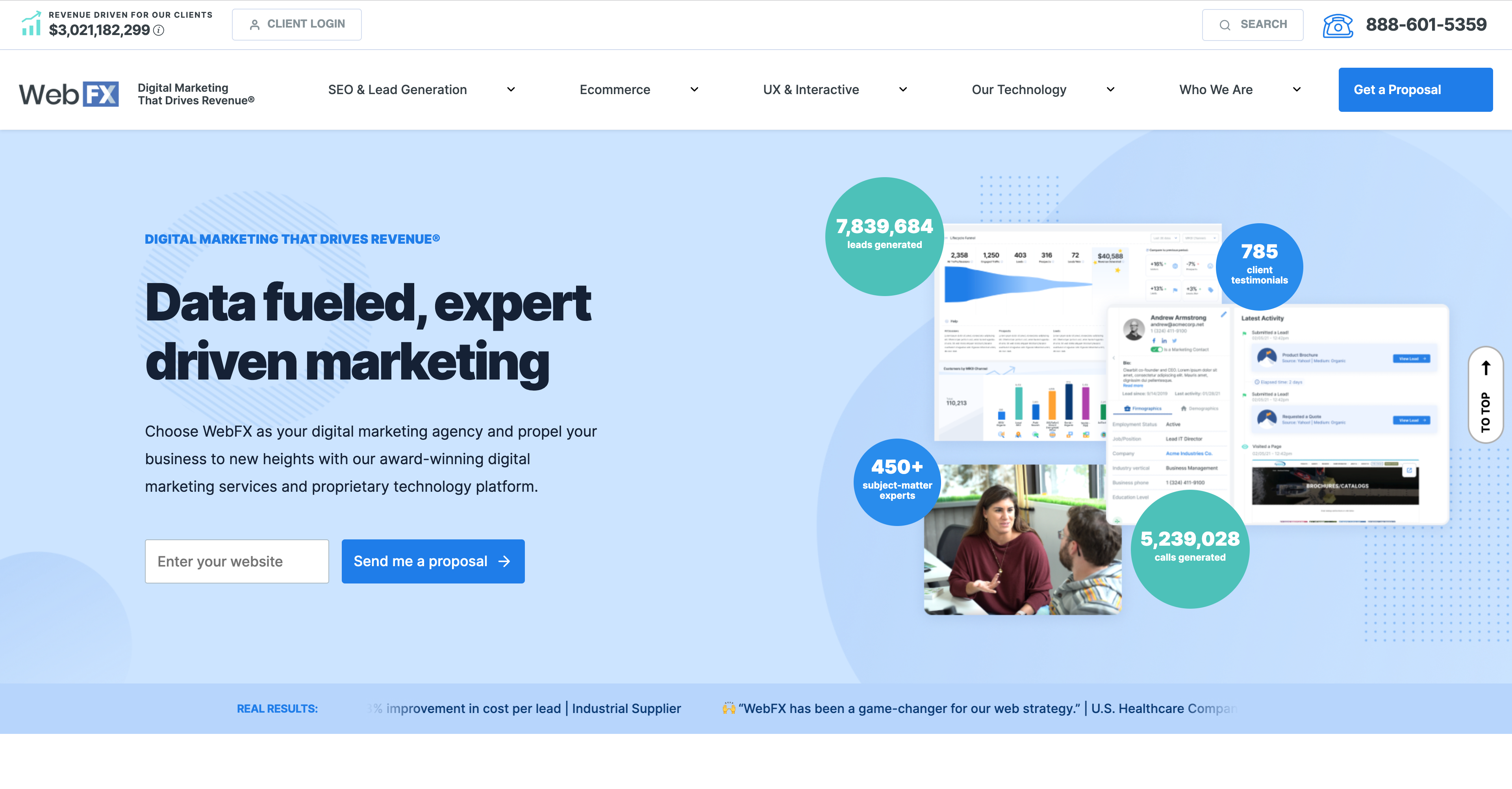 WebFX digital marketing homepage.