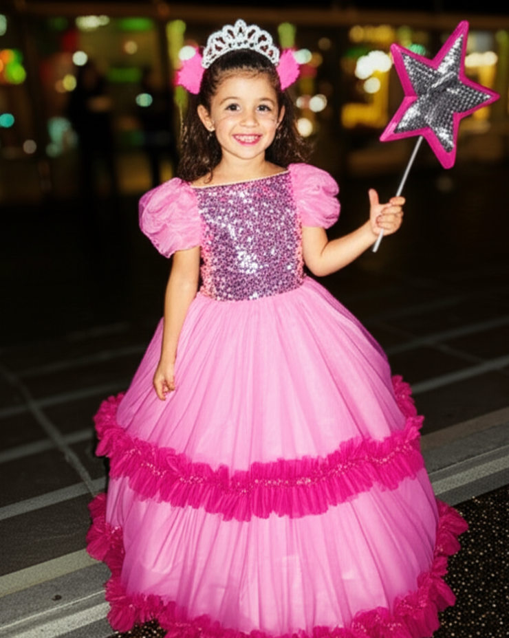 Pink princess dress, wear to a party or trick-or-treating, order early to get free shipping and to ensure availability
