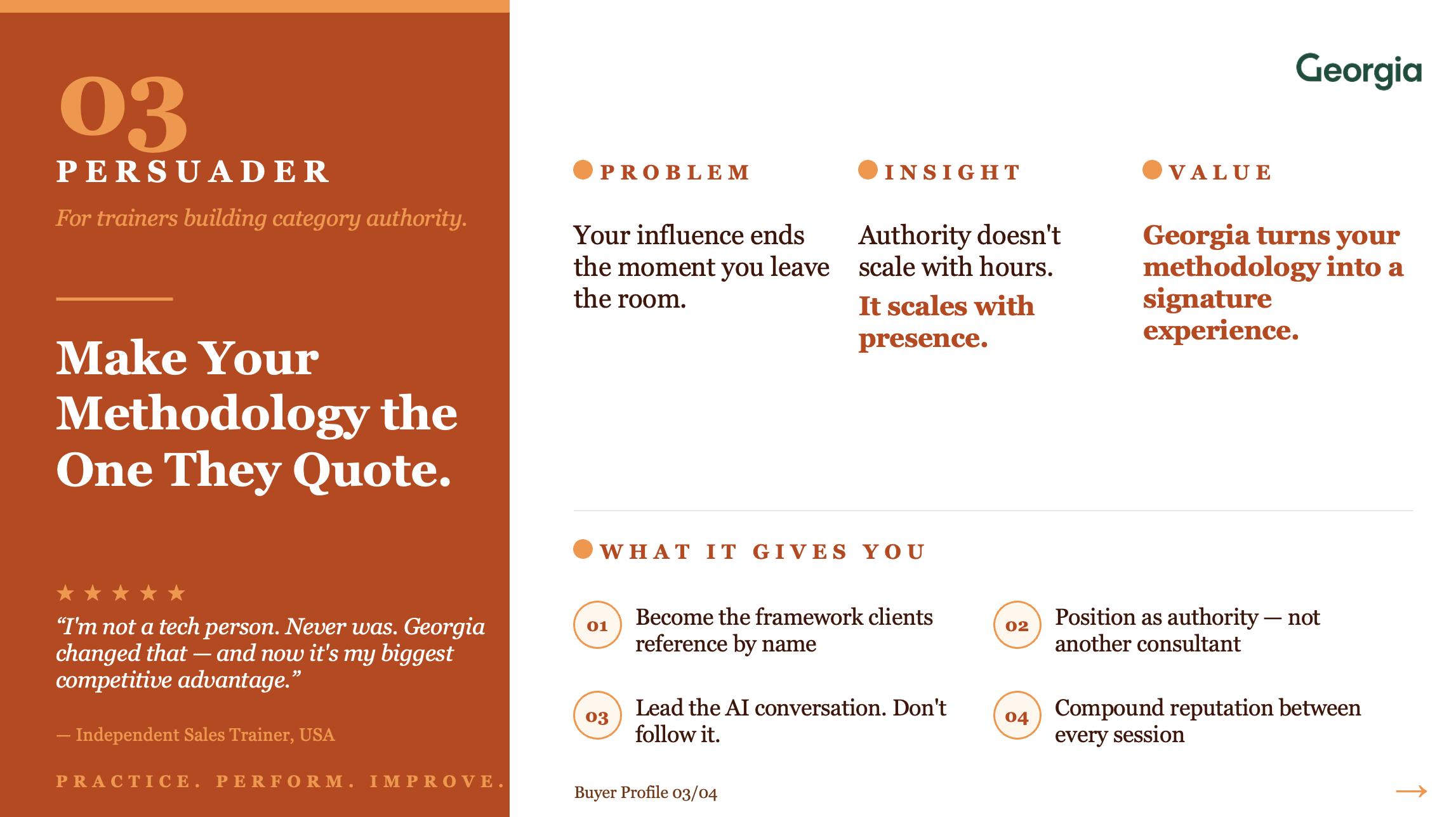 persuader buyer profile pitch built on authority presence and reputation