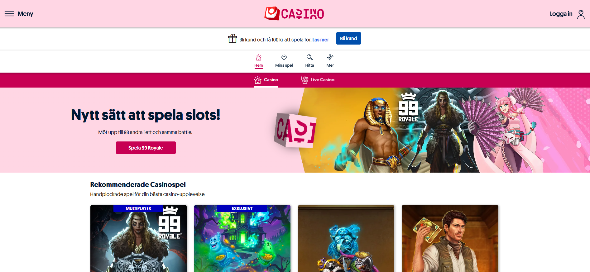 Svenska spel casino startsida.