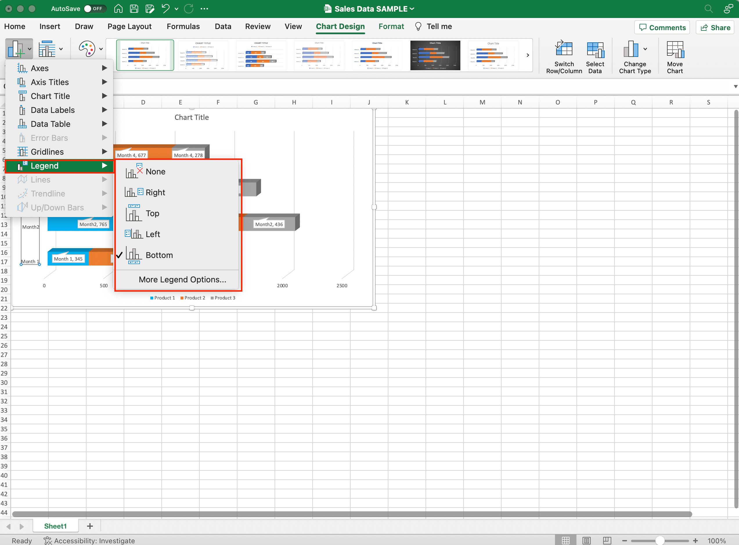 Customize the legend in excel