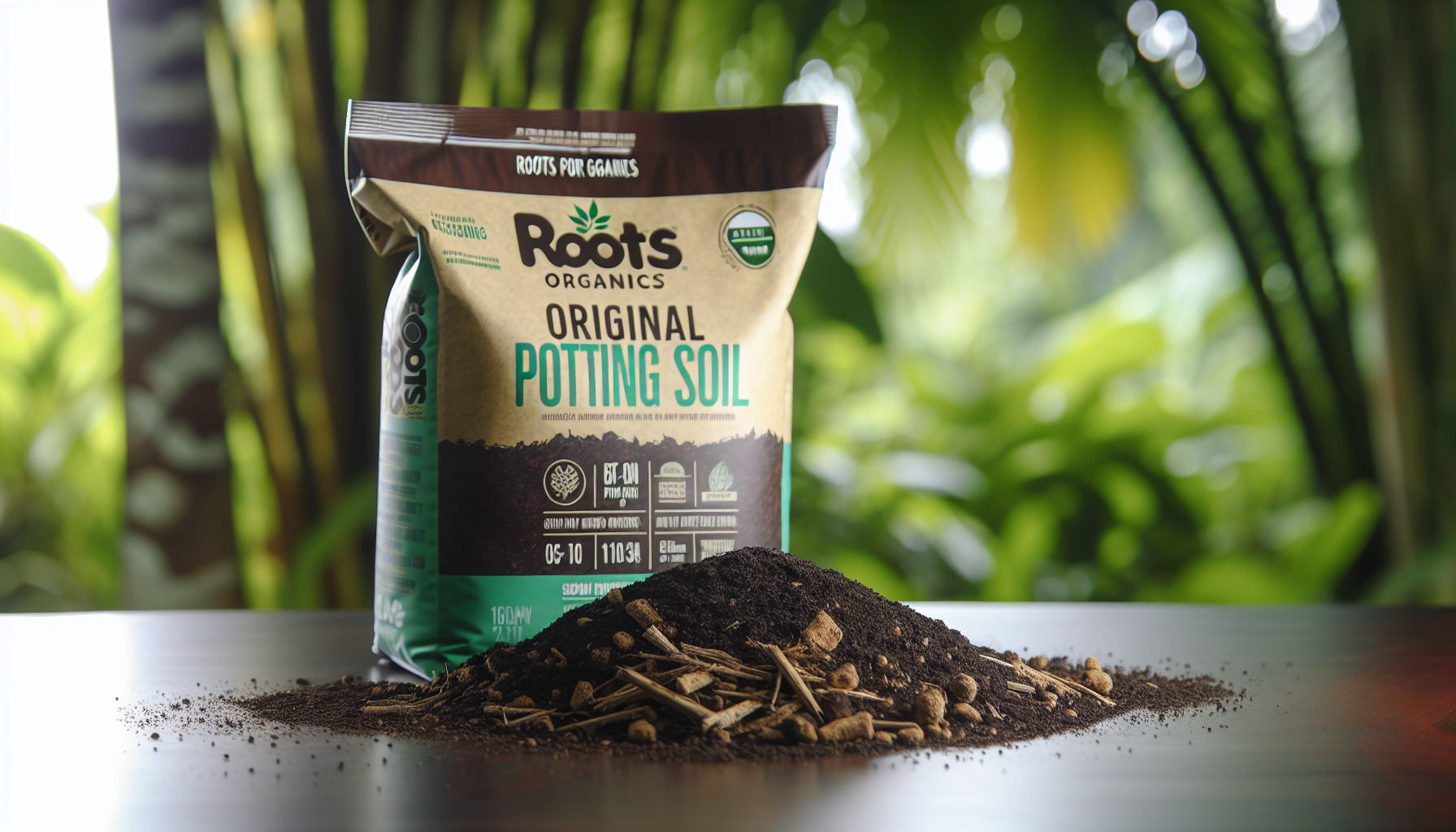 Bag of original potting soil by Roots Organics
