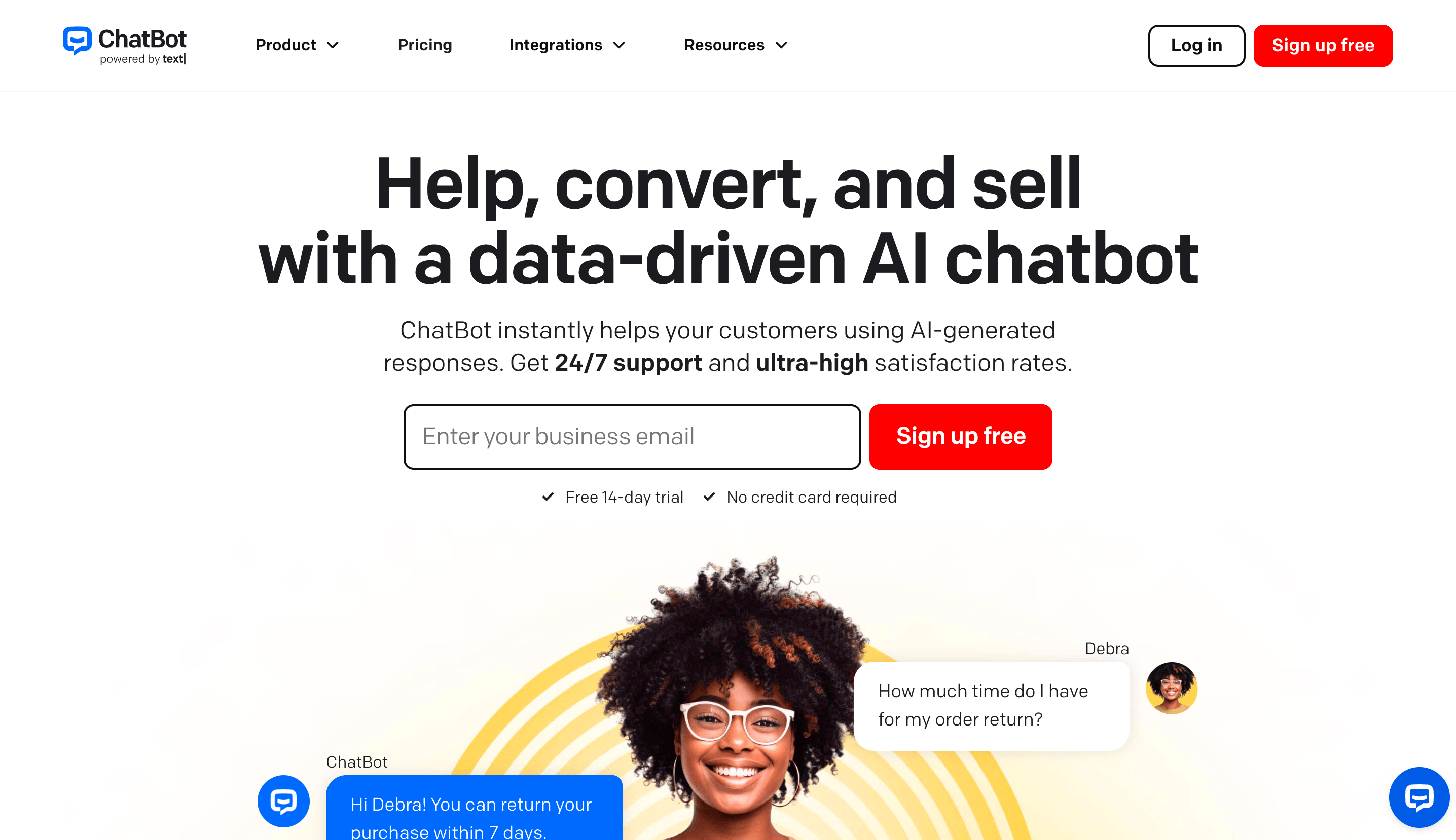 Chatbot for AI customer support.