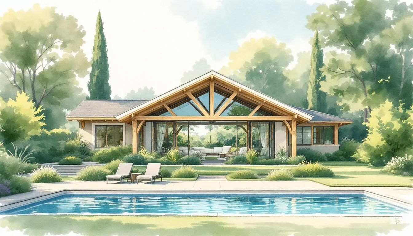 Collaboration with specialists in designing an oak framed pool house.
