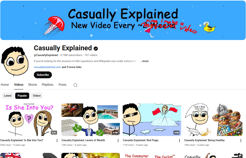 Casually Explained YouTube channel.
