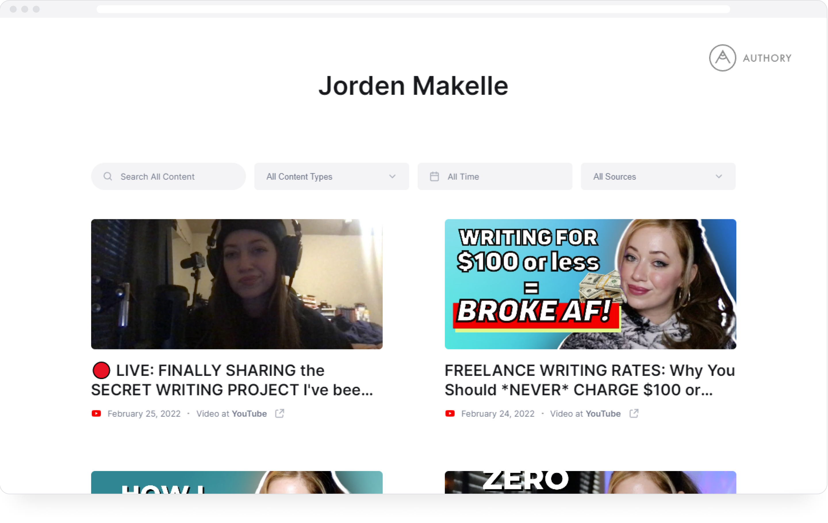 Jorden Makelle's video portfolio website