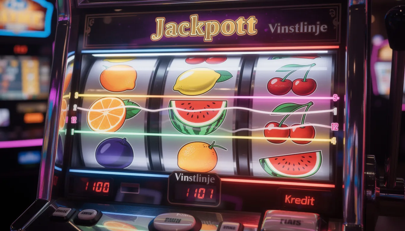 Bildbeskrivning: Färgglada spelautomathjul pryds av olika fruktsymboler och vinstlinjer, vilket skapar en livlig och inbjudande atmosfär för spelare. Dessa symboler representerar de klassiska elementen av slots, som ofta finns hos momang casino.