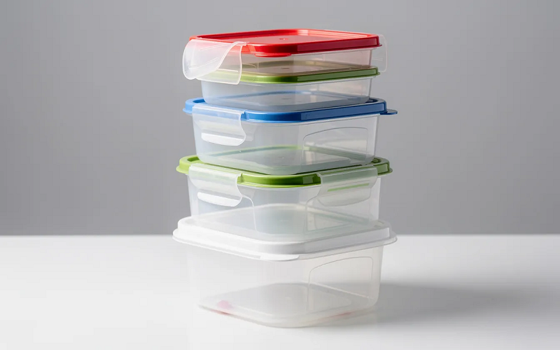plastic food containers of various shapes and sizes