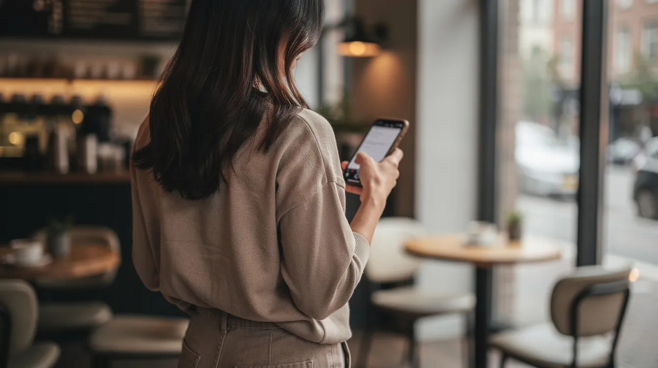The image shows a woman with her back turned, subtly hinting at a new relationship through a soft launch on social media. She is dressed casually, possibly in a mirror selfie, suggesting a private moment shared with her followers while maintaining some mystery about her partner's identity.