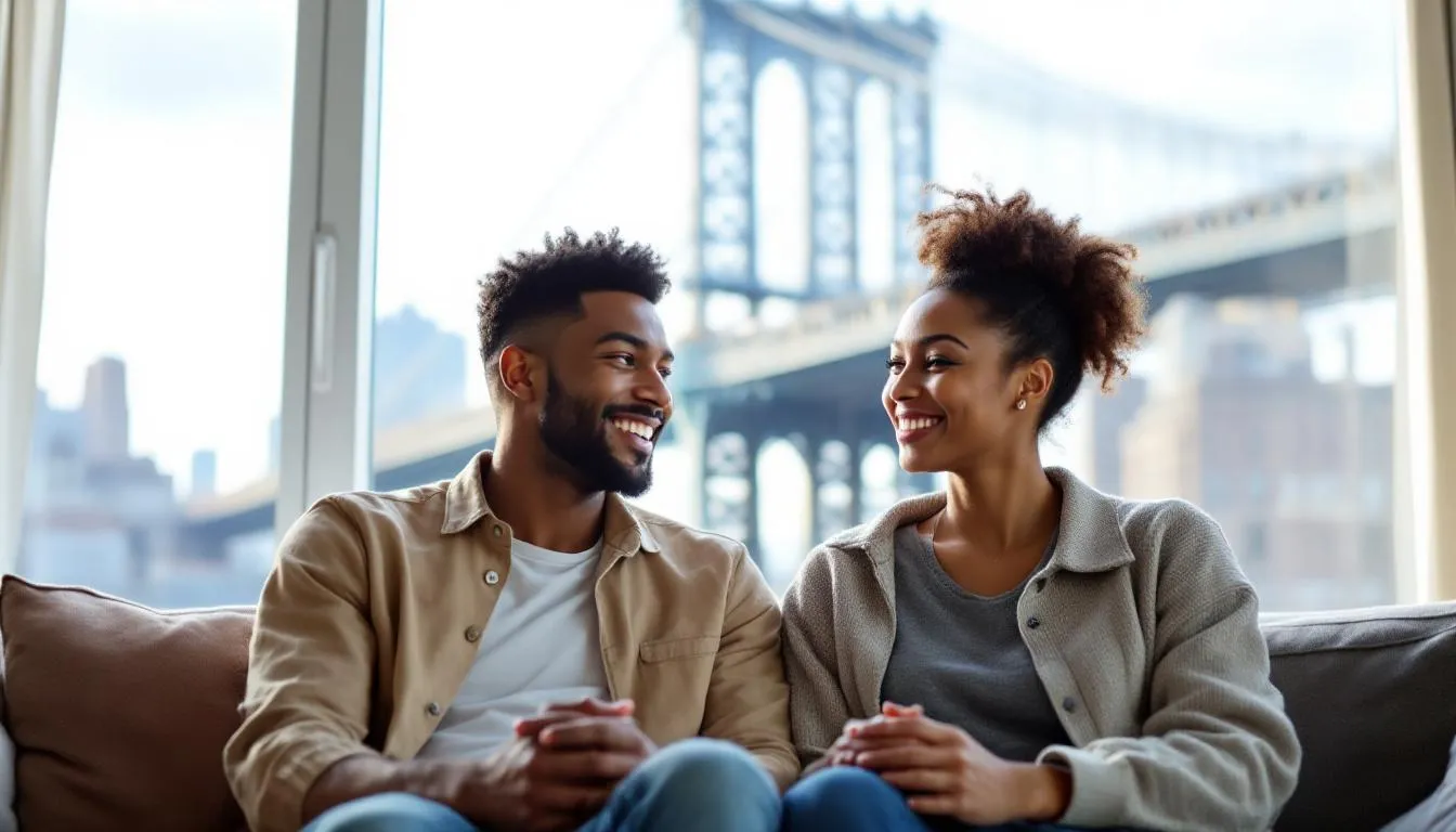 Couple in online Gottman Method therapy session in New York City
