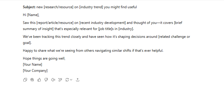 Relationship building email example