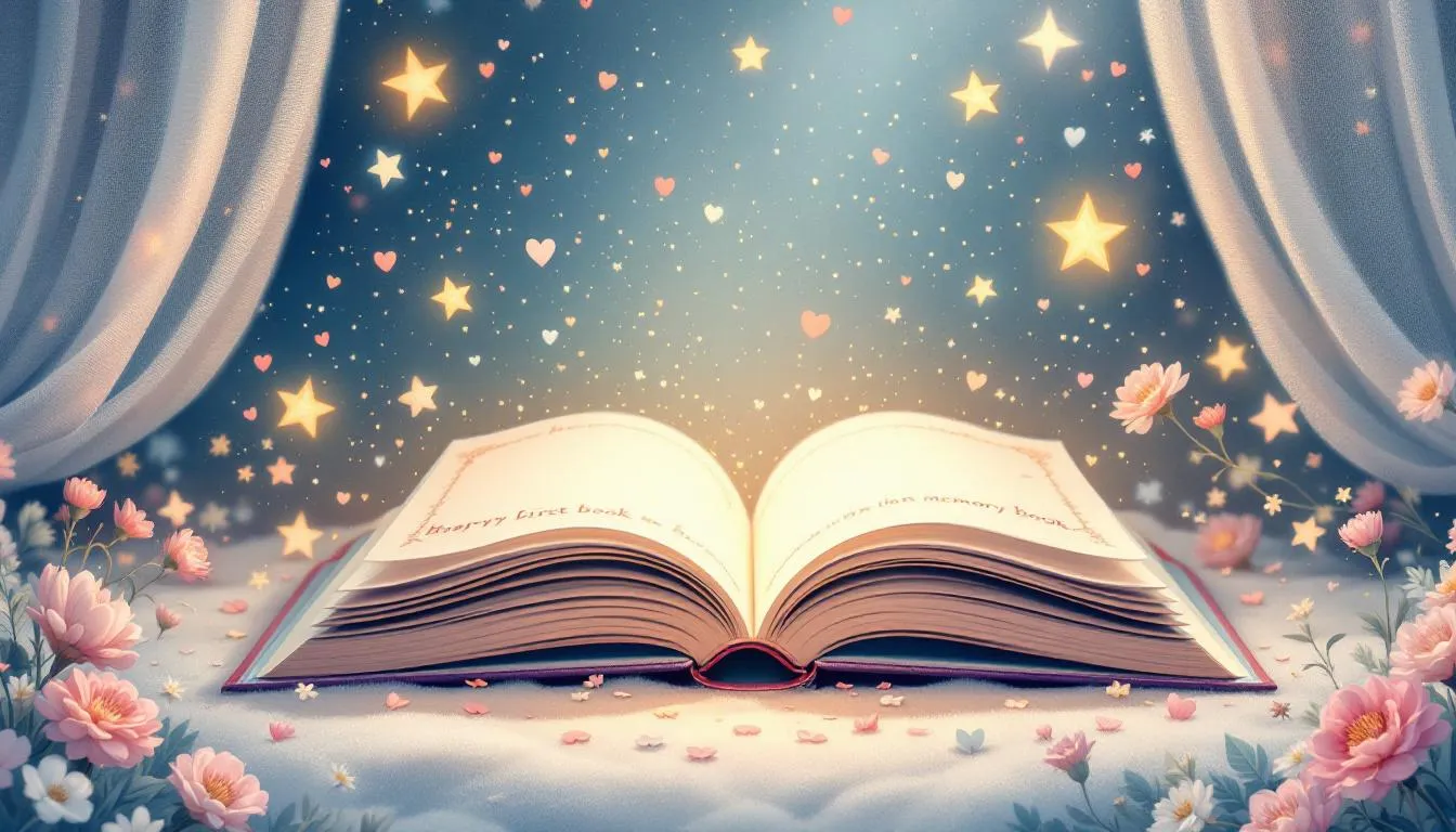 A custom baby memory book showcasing precious memories and milestones.