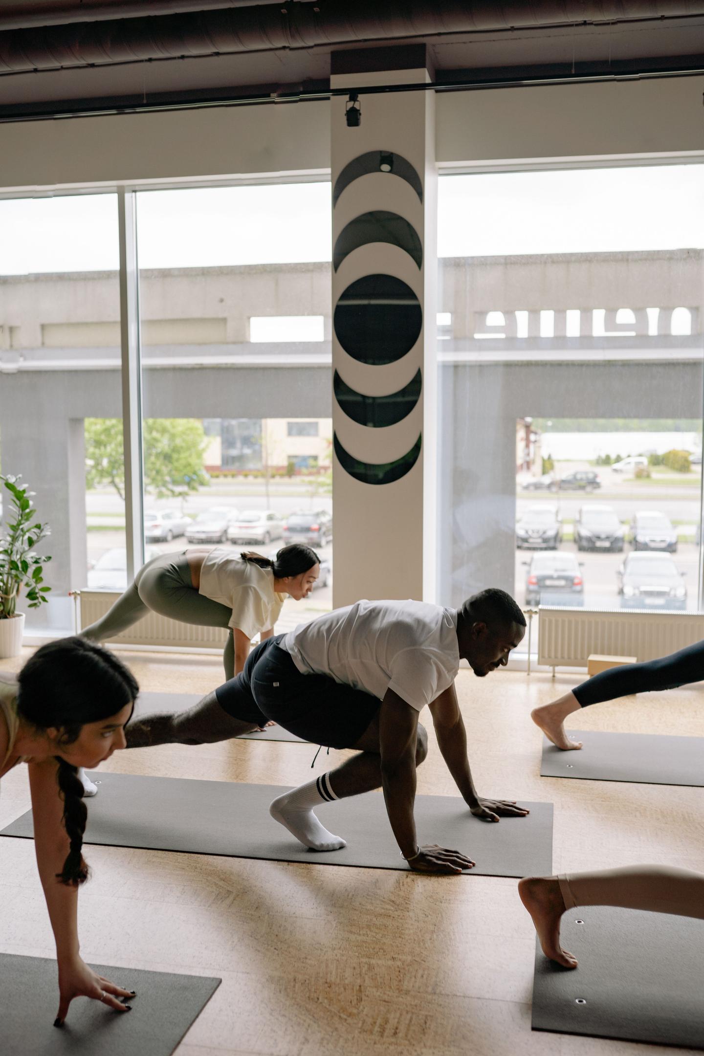 Yoga stretching class