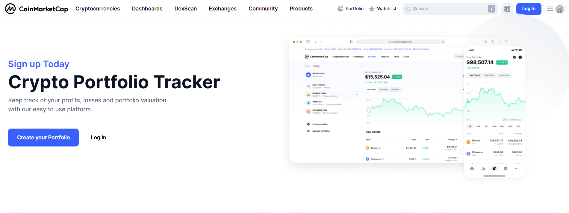CoinMarketCap - Best Crypto Portfolio Trackers