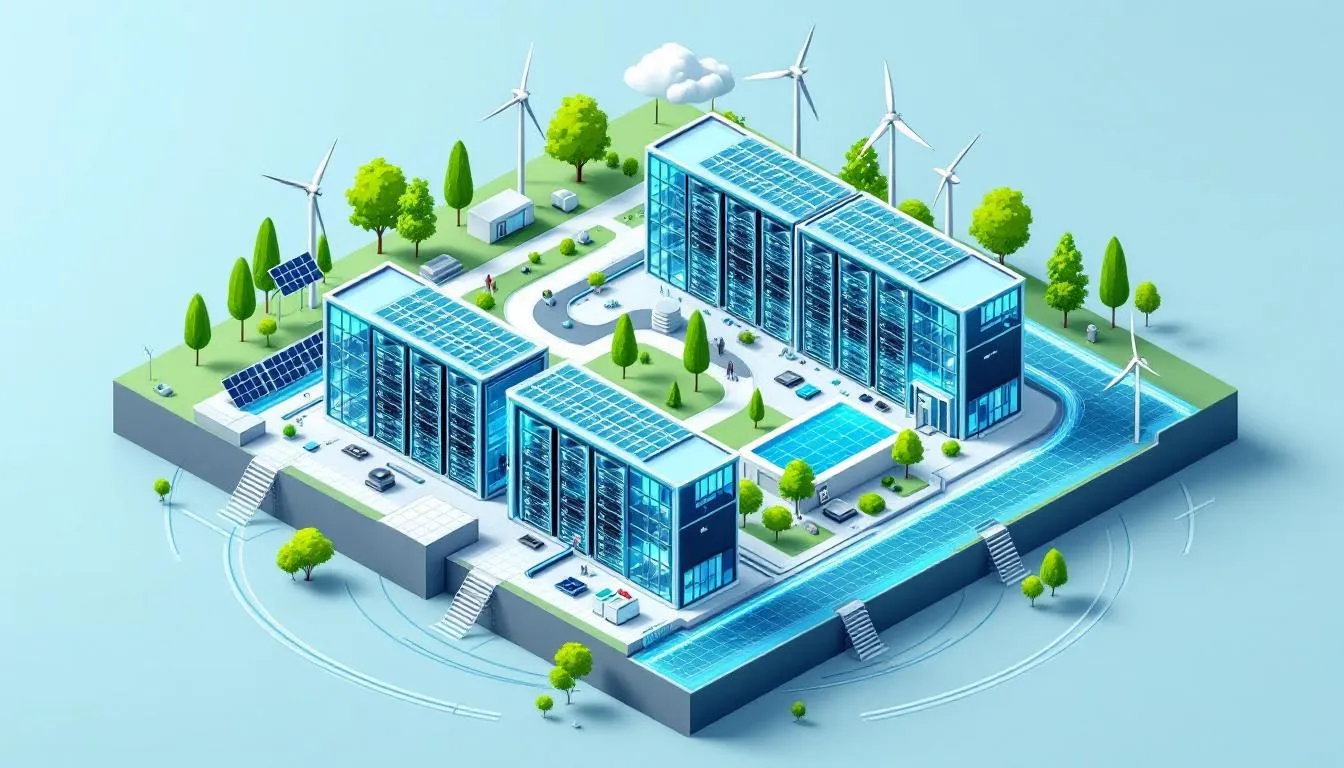 An energy-efficient data center focusing on sustainability initiatives.