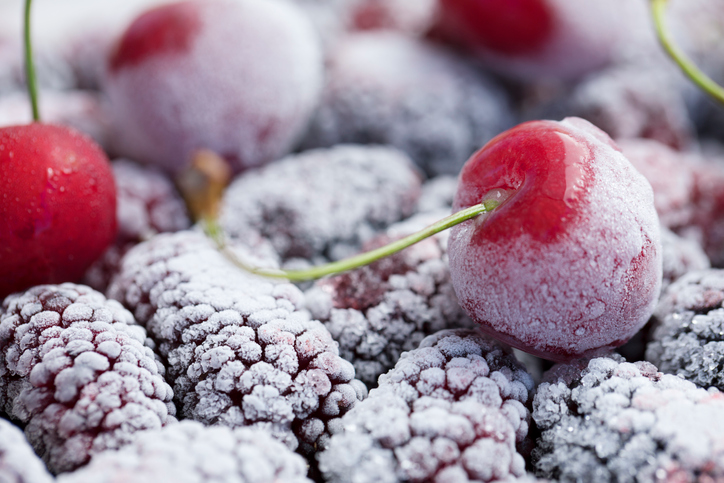 Frozen cherries and berries. 