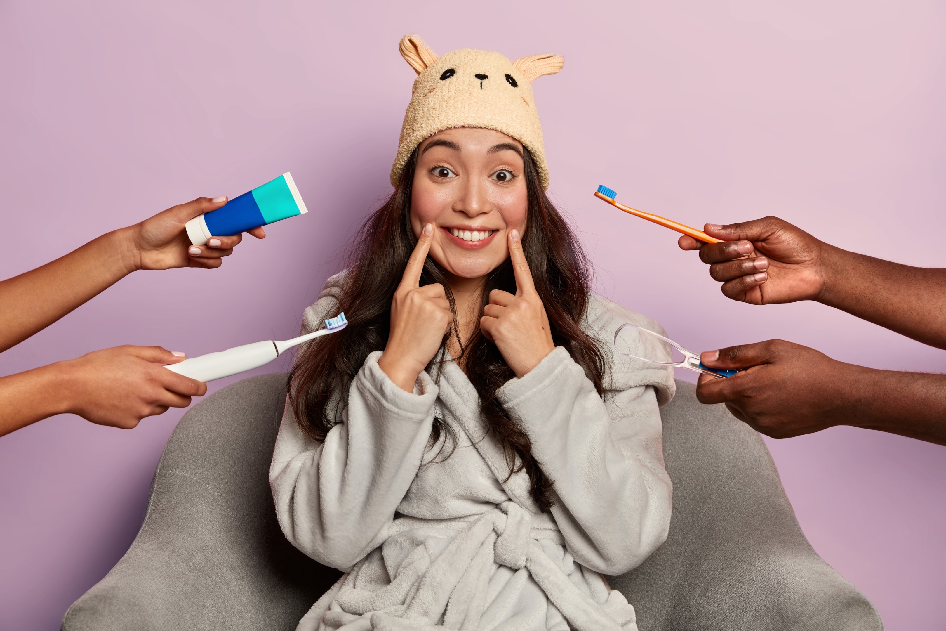 an image of a happy woman that is about to recover from surgery.