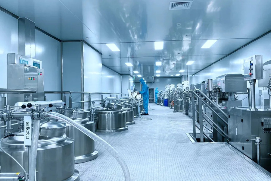 A well-equipped cosmetics production factory