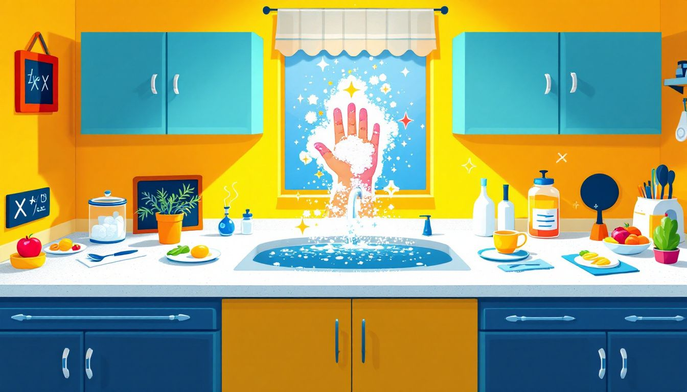 A clean and organized kitchen space, symbolizing good hygiene practices to support a healthy immune system.