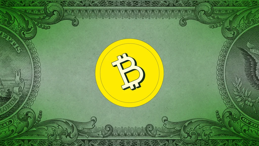 An image of a Bitcoin logo on a plaque.