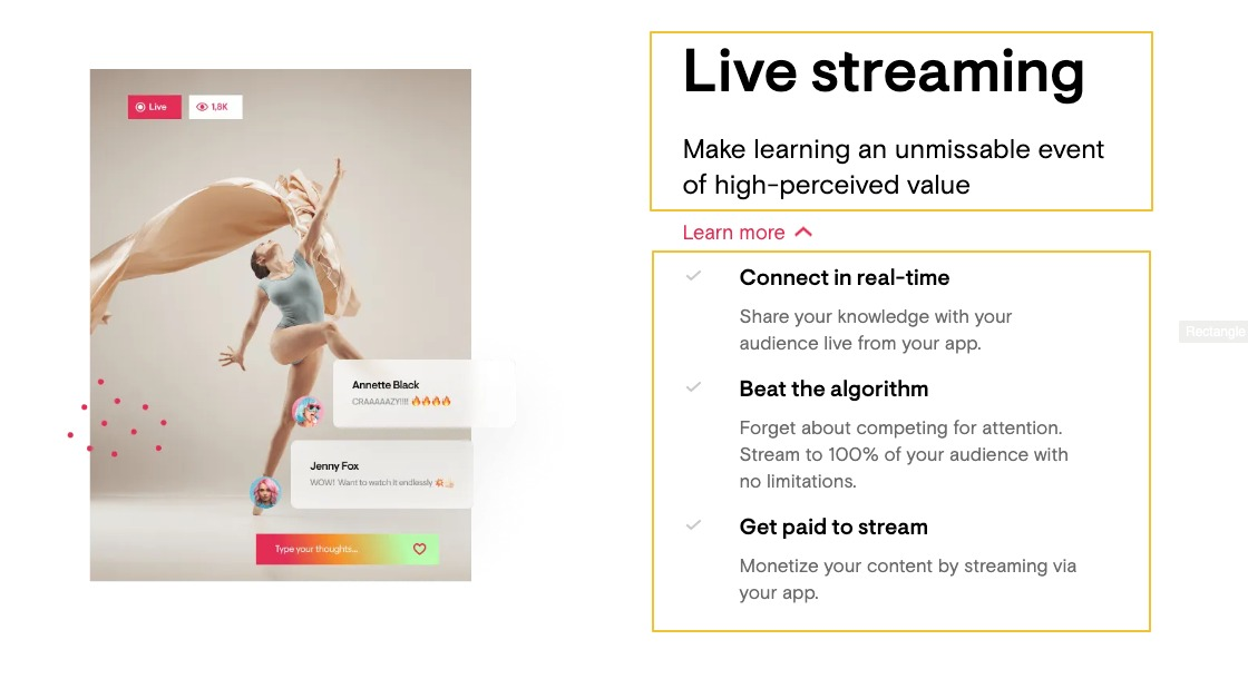 Passion.io Live Streaming capabilites