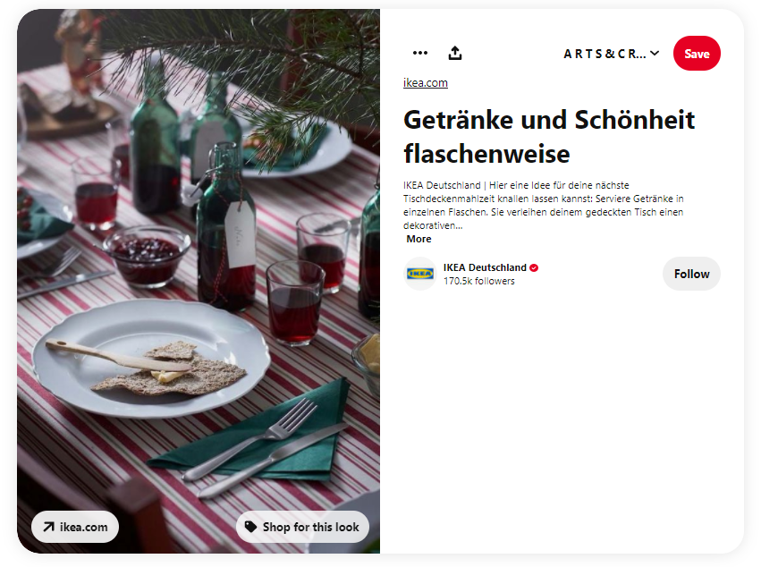 Screenshot von Ikea Deutschland auf Pinterest