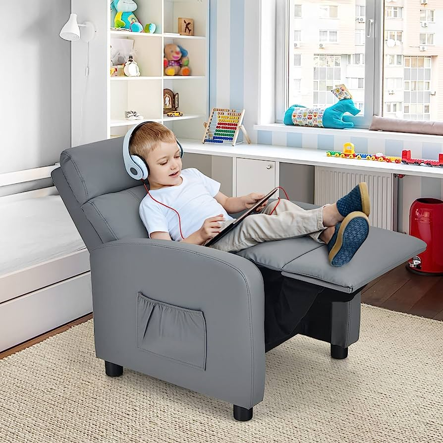 Leather kids recliner 