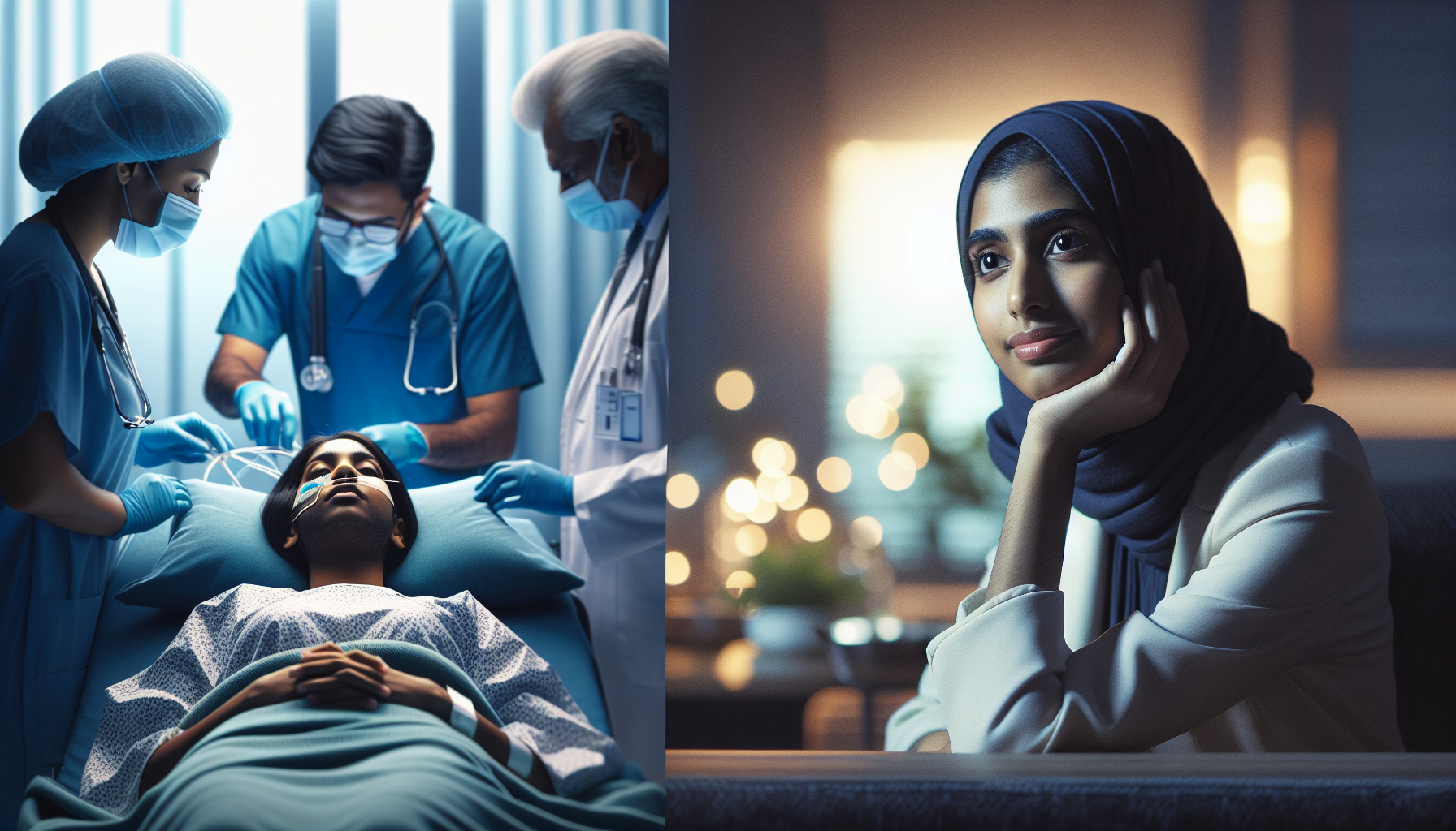 Illustration of recovery process after colon surgery