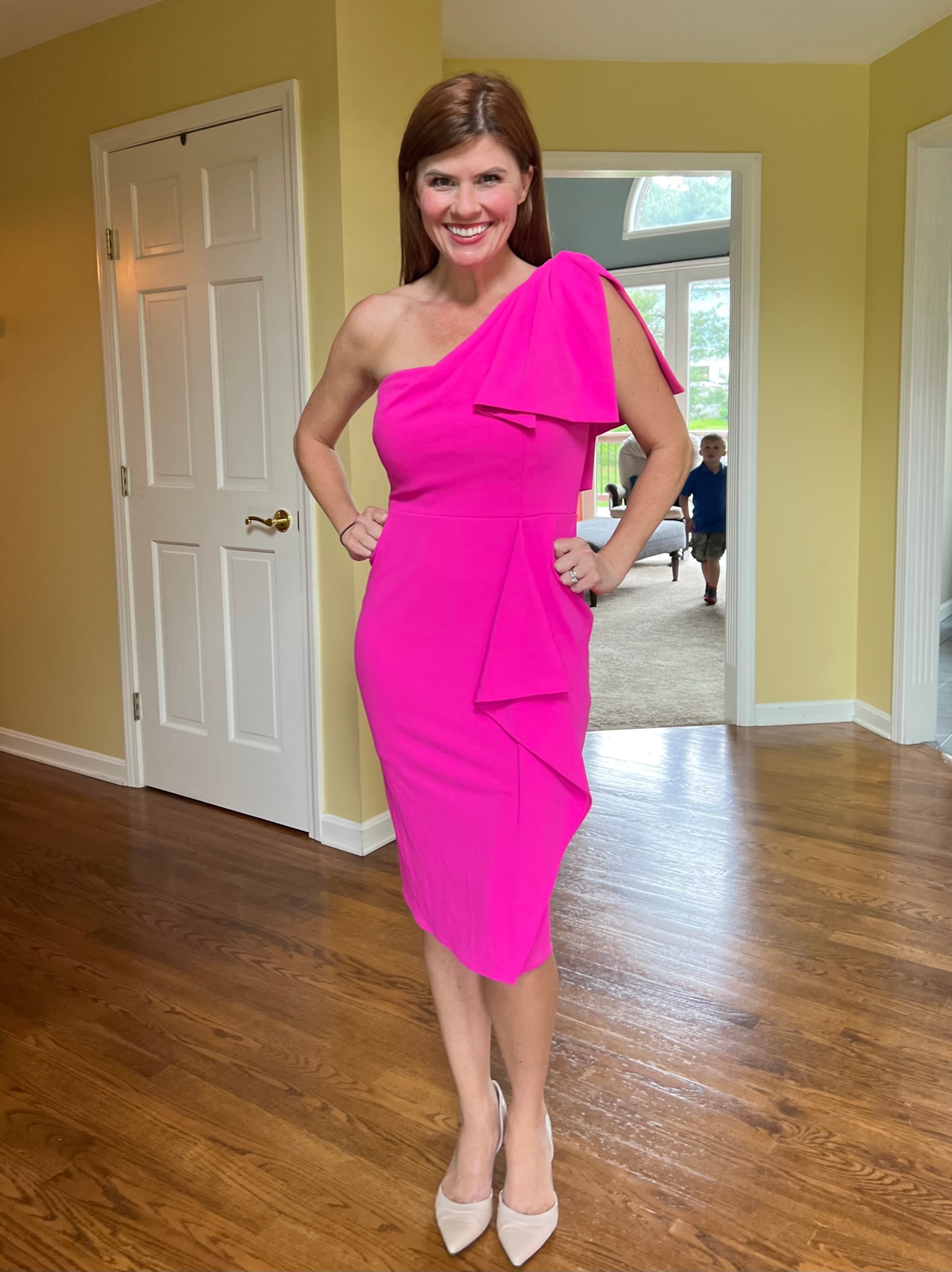 The bright pink on this style is totally feminine and is designed to be as flattering as possible.