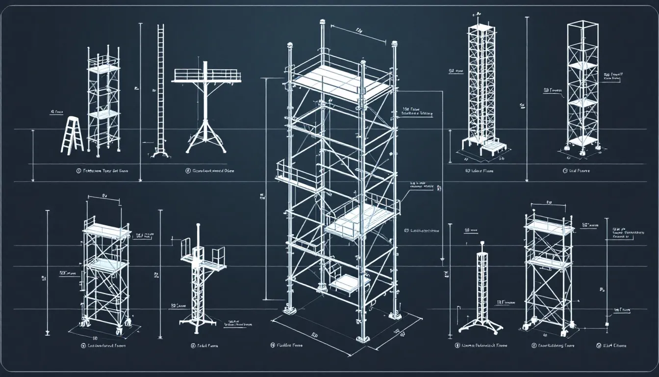 Different types of scaffold towers displayed for comparison.