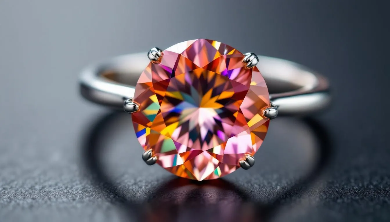 The image features a stunning padparadscha sapphire, showcasing its rare blend of peachy pink and orange hues that evoke the beauty of a tropical sunset in Thailand. This unique gemstone is often sought after by jewellery lovers for its dazzling sparkle and elegance, making it a prized choice for engagement rings and sapphire jewellery.