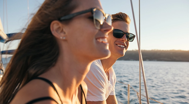 Two friends out on the ocean.