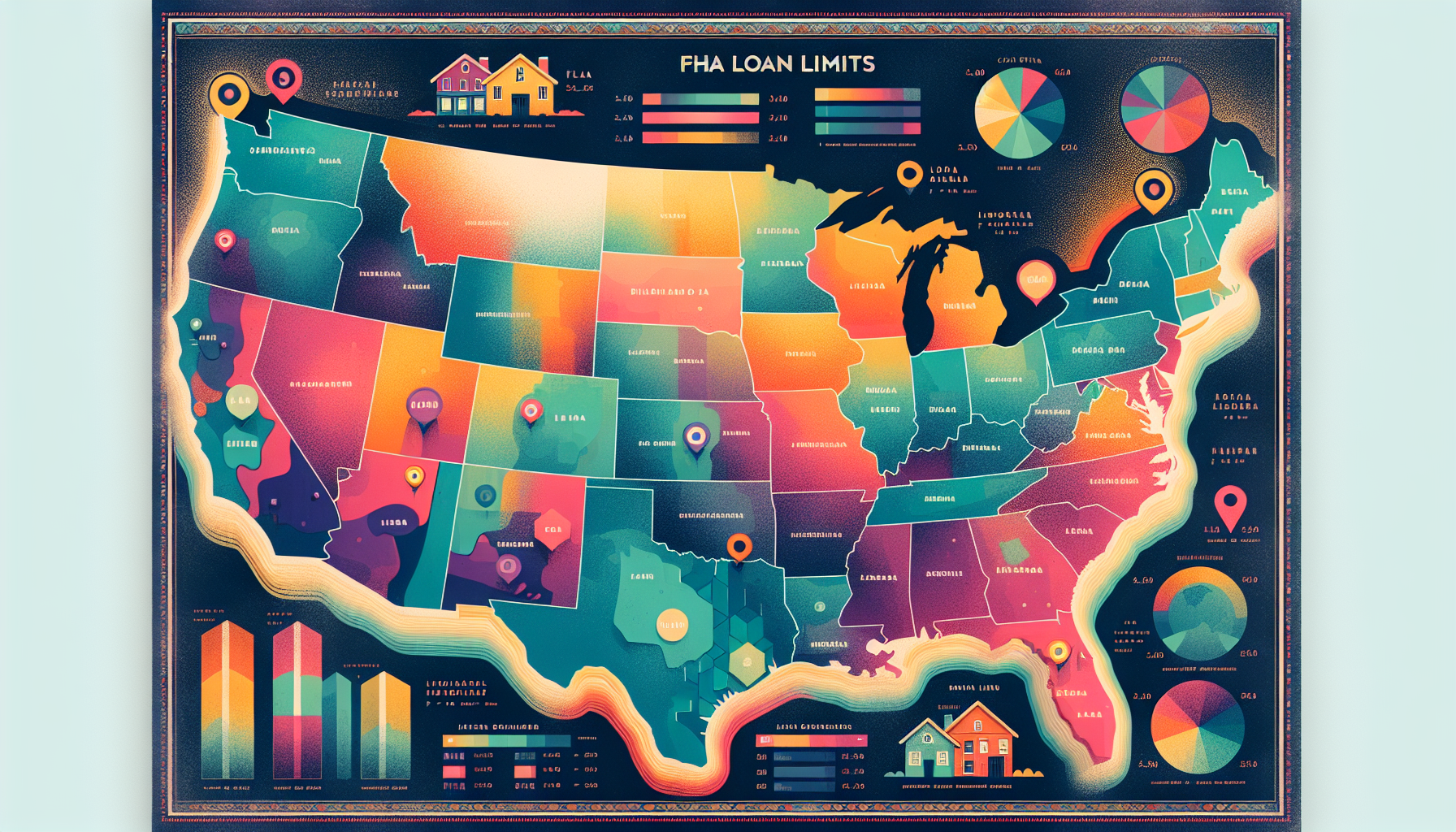 An infographic representing FHA loan limits across different regions.