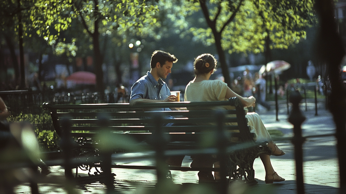 Couple walking through Central Park considering soft and hard reasons for divorce or therapy
