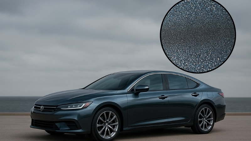 A car wrapped in metalized window tint film with nano-particles